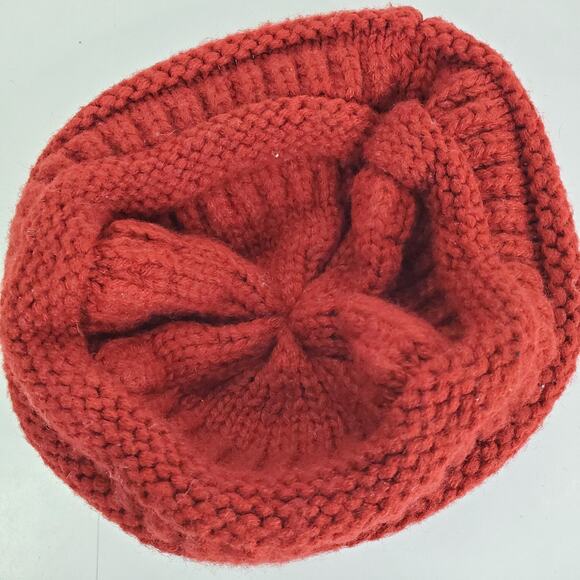 CC Beanie Knit Thick Cap Hat Unisex Solid Color red chunky knit - Picture 5 of 5